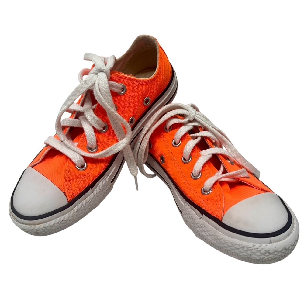 Rare! CONVERSE‎ ALL STAR~Bright NEON Orange & White / Size: 12 Youth